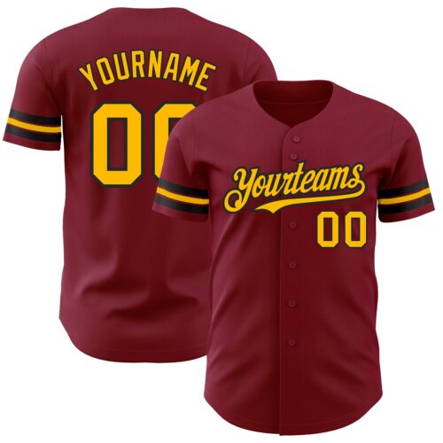 Crimson0124 Custom Crimson Gold-Black Authentic Baseball Jersey