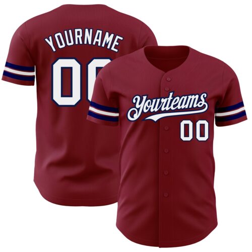 Crimson0126 Custom Crimson White-Navy Authentic Baseball Jersey