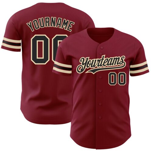 Crimson0128 Custom Crimson Black-City Cream Authentic Baseball Jersey
