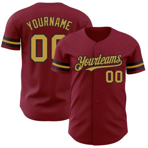Crimson0129 Custom Crimson Old Gold-Black Authentic Baseball Jersey