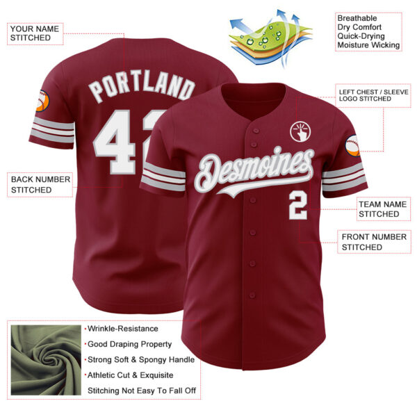 Custom Crimson White-Gray Authentic Baseball Jersey