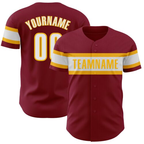 Crimson0131 Custom Crimson White-Gold Authentic Baseball Jersey