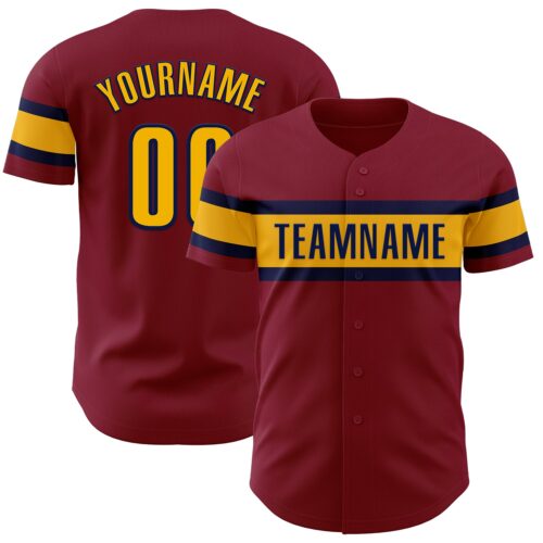 Crimson0133 Custom Crimson Gold-Navy Authentic Baseball Jersey