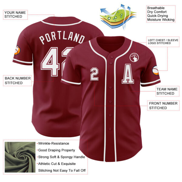 Custom Crimson White Authentic Baseball Jersey