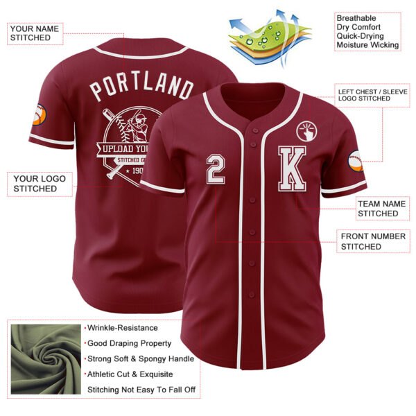 Custom Crimson White Authentic Baseball Jersey