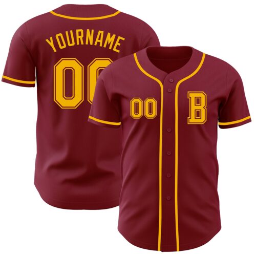 Crimson0145_e0b38b80-986b-45bb-b79d-af21738fce0d Custom Crimson Gold Authentic Baseball Jersey