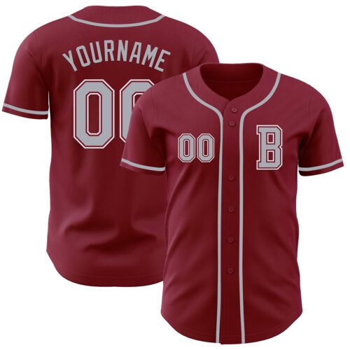 Crimson0147_6c6b6ba5-206e-4c21-929d-79ee478266b9 Custom Crimson Gray-White Authentic Baseball Jersey