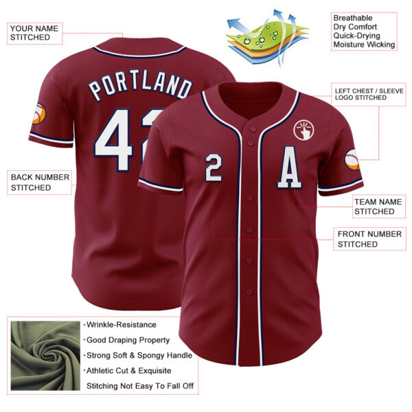 Custom Crimson White-Navy Authentic Baseball Jersey