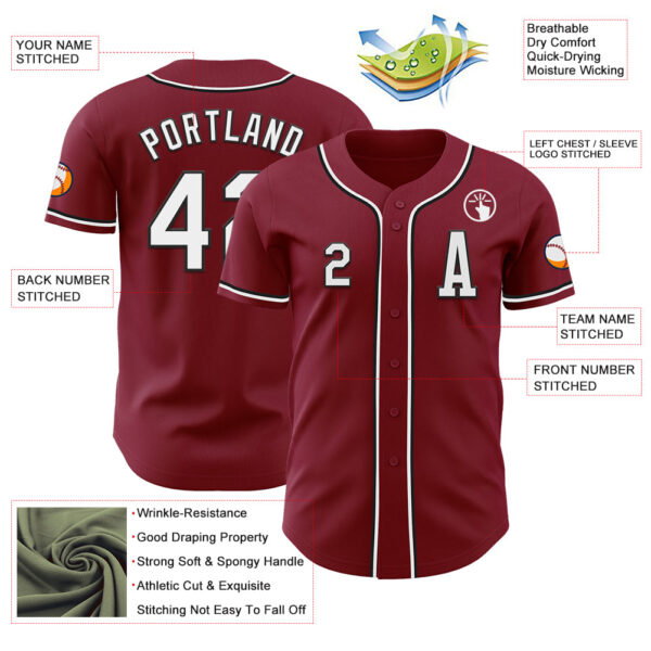 Custom Crimson White-Black Authentic Baseball Jersey