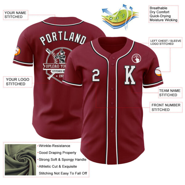 Custom Crimson White-Black Authentic Baseball Jersey