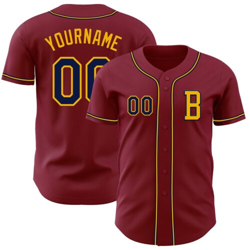 Crimson0155_5f577536-a9e0-4284-8c6d-a3b316024cdb Custom Crimson Navy-Gold Authentic Baseball Jersey