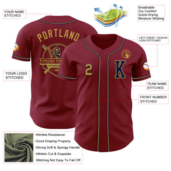 Custom Crimson Old Gold-Navy Authentic Baseball Jersey