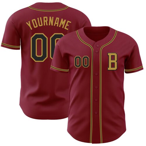 Crimson0160_4caf20c5-b3cd-4b3e-980a-f3d8db6a34b8 Custom Crimson Black-Old Gold Authentic Baseball Jersey