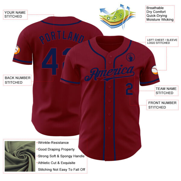 Custom Crimson Navy Authentic Baseball Jersey