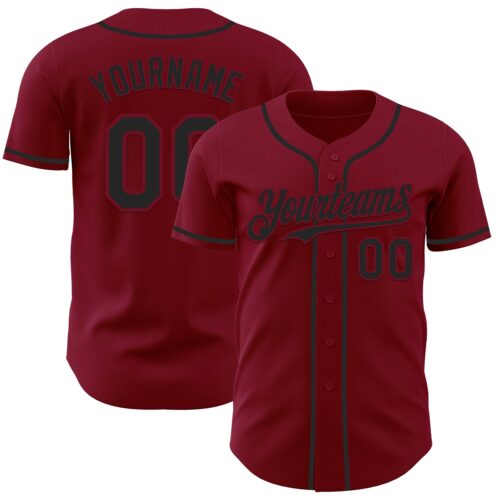 Crimson0162 Custom Crimson Black Authentic Baseball Jersey