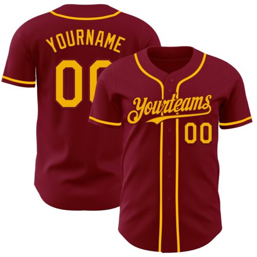 Crimson0163 Custom Crimson Gold Authentic Baseball Jersey
