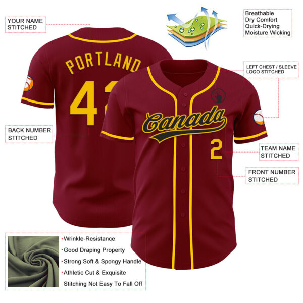 Custom Crimson Yellow Authentic Baseball Jersey