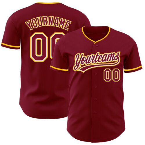Crimson0184 Custom Crimson White-Yellow Authentic Baseball Jersey