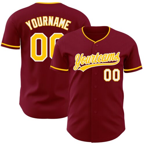 Crimson0185 Custom Crimson Yellow-White Authentic Baseball Jersey