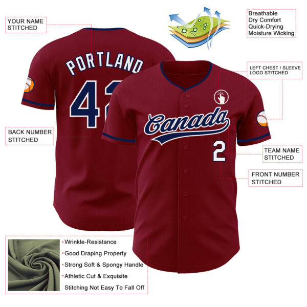 Custom Crimson Navy-White Authentic Baseball Jersey