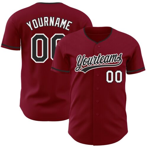 Crimson0187 Custom Crimson Black-White Authentic Baseball Jersey