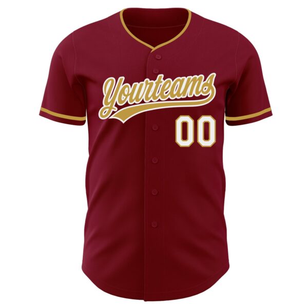 Custom Crimson Old Gold-White Authentic Baseball Jersey