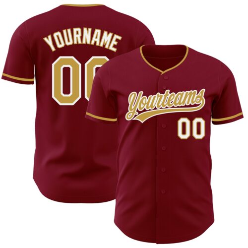 Crimson0188 Custom Crimson Old Gold-White Authentic Baseball Jersey