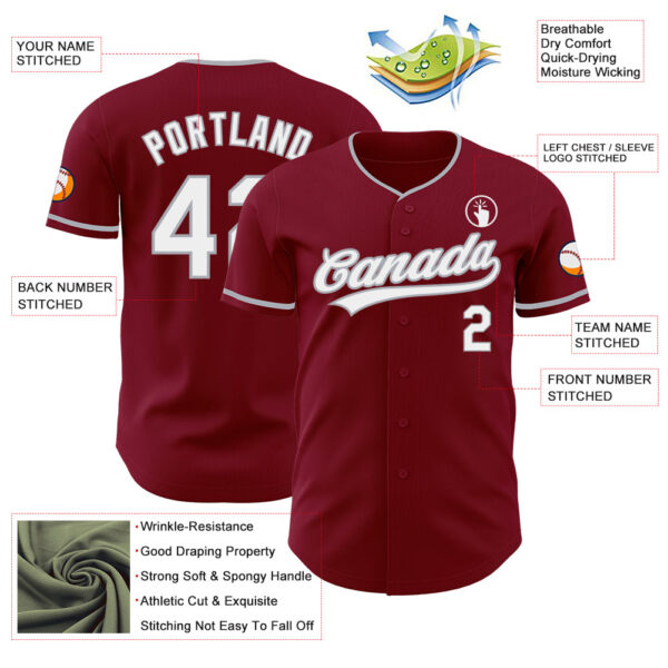 Custom Crimson White-Gray Authentic Baseball Jersey