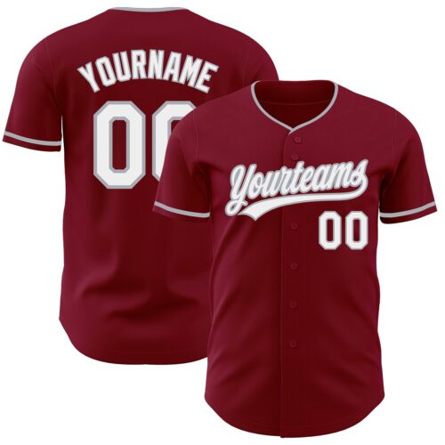 Crimson0189 Custom Crimson White-Gray Authentic Baseball Jersey