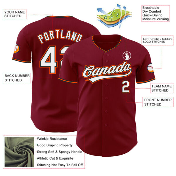 Custom Crimson White Black-Orange Authentic Baseball Jersey