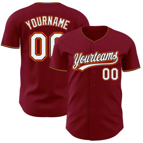 Crimson0190 Custom Crimson White Black-Orange Authentic Baseball Jersey