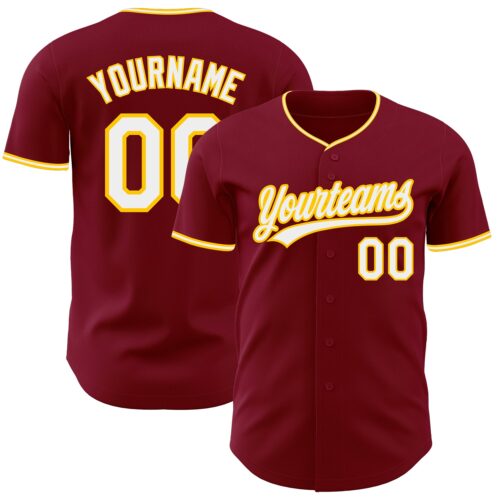 Crimson0191 Custom Crimson White-Yellow Authentic Baseball Jersey