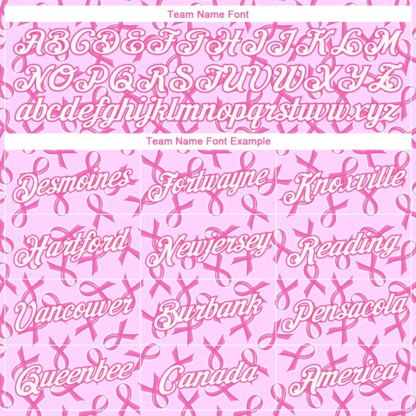 Custom Women's Pink White Breast Cancer 3D V-Neck Cropped Baseball Jersey