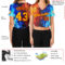 Custom Women's Red Gold Royal-Light Blue Flame 3D V-Neck Cropped Baseball Jersey
