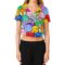 Custom Women's Colorful White-Black Emoji 3D V-Neck Cropped Baseball Jersey