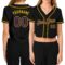 Custom Women's Black Purple-Gold V-Neck Cropped Baseball Jersey