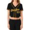 Custom Women's Black Gold-White V-Neck Cropped Baseball Jersey