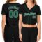 Custom Women's Black Kelly Green-White V-Neck Cropped Baseball Jersey
