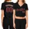 Custom Women's Black Crimson-City Cream V-Neck Cropped Baseball Jersey