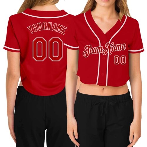 Cropped0072_41e4b1d4-7970-4270-82d5-664b238739cf Custom Women's Red Red-White V-Neck Cropped Baseball Jersey