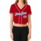 Custom Women's Red Light Blue-White V-Neck Cropped Baseball Jersey
