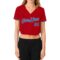 Custom Women's Red Royal-White V-Neck Cropped Baseball Jersey