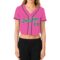 Custom Women's Pink Kelly Green-White V-Neck Cropped Baseball Jersey