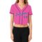 Custom Women's Pink Purple-White V-Neck Cropped Baseball Jersey