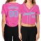 Custom Women's Pink Light Blue-White V-Neck Cropped Baseball Jersey