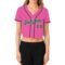 Custom Women's Pink Green-White V-Neck Cropped Baseball Jersey