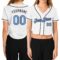 Custom Women's White Light Blue-Steel Gray V-Neck Cropped Baseball Jersey