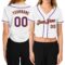 Custom Women's White Purple-Gold V-Neck Cropped Baseball Jersey