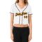 Custom Women's White Brown-Gold V-Neck Cropped Baseball Jersey