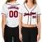 Custom Women's White Red-Navy V-Neck Cropped Baseball Jersey